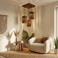 Palisade Brown Solid Wood Cluster Hanging Light
