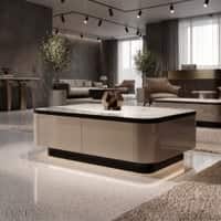 Signature Marble Champagne Metallic Executive Coffee Table