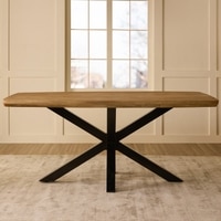 Crispio Solid Wood 6 Seater Dining Table in Limewash Finish