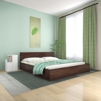 Ren Engineered Wood Queen  Size Bed With Box Storage (Walnut Finish)
