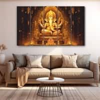 The Castle Decor Lord Ganesh Wall Art Framed Painting 27x48 Inch