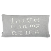 Love Is My Home Knit Pillow Cover  Grey Natural 16X24  Inches