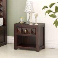 Diamond Solid Wood Bed Side In Walnut Finsh