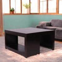 Wayne Sheesham Wood Contemporary Square Coffee Table In Extra Dark Mahagony Finish