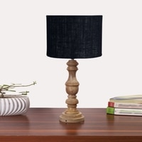 Devansh Black  Jute   Table Lamp With  Wood Natural Base (7X17.5 Inches)-17
