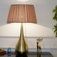 Ignatio Metal Table Lamp With Beige Cotton Shade
