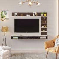 Primax Plus Large Engineering Wood Wall Mount Tv Unit In Wenge & White Finish