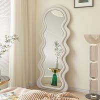 The Artment Beige Ripple Edge Unbreakable Floor Mirror For Home (170 X 70 CM)
