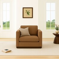 Mellow 1 Seater Sofa In Soft Fabric Brown Color