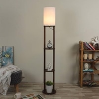 Magner White Cotton Floor Lamp with Solid Wood