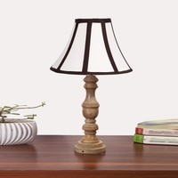 Devansh Off-White Cotton Vintage  Lamp With Wood Base (12X19)
