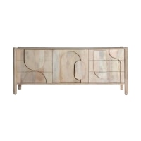 Zen Solid Mango Wood Sideboard with 3 Door in White Wash Finish