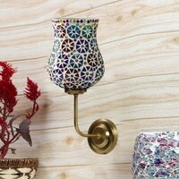 Devansh Metal Electric Wall Light in Gold Colour with Multicolor Shade Count of 1 Light