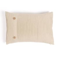 Pleated Cotton Beige Lumbar Cushion Cover