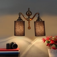 Devansh Metal Electric Wall Light in Black Colour with Black Shade Count of 2 Lights