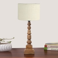 Devansh White Jute Table Lamp With  Wood Natural Base (7X7X21.25 Inches)-10