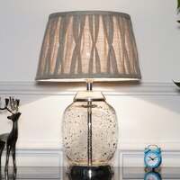 Secret Glass and Metal Table Lamp With Natural Linen Shade