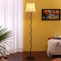 Angus Black Cotton Shade Floor Lamp