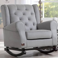 Lovey Solid Wood Rocking Chair in Dove Grey Colour