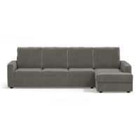 Apollo Compact Sofa (Colour : Ash Grey Velvet, Cushion : Soft, Back Type : High Back, Seating Capacity : Right Aligned 3 Seater + Right Aligned Chaise)