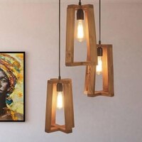 Blender Brown Solid Wood Cluster Hanging Light