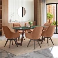 Adria Copa Cabana Black Stone 6 Seater Dinning Table With Set of 3  Wella Dining Chair