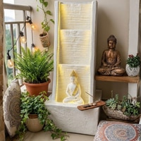 White Fiber Glass 3 Step Slate Indoor Water Fountain