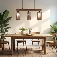Casa 3 Series Brown Solid Wood Cluster Hanging Light