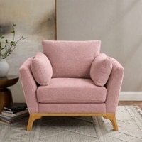 Lorentz Boucle Fabric Lounge Chair in Pink Colour