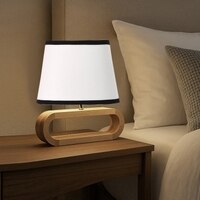 Devansh Multicolor Cotton Table Lamp With  Wood Natural Base -8