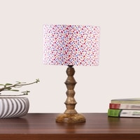 Devansh Multicolor Cotton Table Lamp With  Wood Natural Base (7X7X15.5 Inches)-16