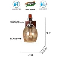 Devansh Solid Wood Electric Wall Light in Brown Colour with Lavender Shade Count of 1 Light