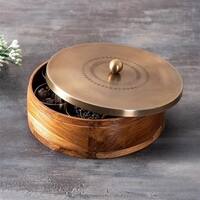 Inscribe Acacia Wood Masala Box Gold