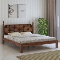 Rustic Solid Wood King Size Bed Non Storage Storage In Provincial Teak Finish