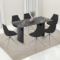 Rosen 6 Seater Ceramic Dining Table With Doris Dining Chairs Set