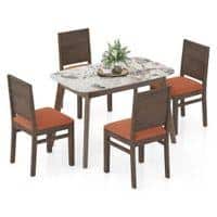 Lunar Alaska Exotic Stone 4 Seater Dining Table With Atlas Dining Chairs Set
