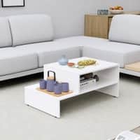 Hexa Engineered Wood Modern Center Table For Living Room In Frosty White
