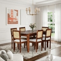 Kenvora Solid Wood 6 Seater Dining Table in Provincial Teak Finish