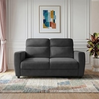 Alvaro Velvet 2 Seater Sofa Dark Grey Color