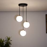 Orb 3 Light Round Cluster Pendant in Frosted White Glass