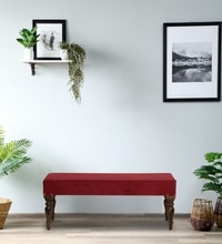 Idika Sheesham Wood Upholstered Bench In Walnut Finish