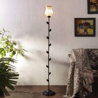 Audrey Multicolour Glass Floor Lamp with Black Iron Base