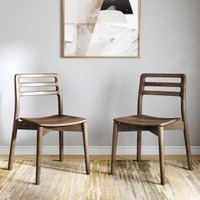Dane Solid Wood Dining Chair Set of 2 in Danish Walnut Finish