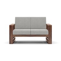 Parson 2 Seater Wooden Sofa In Teak Finish (Vapour Grey)