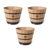 VegTrug Wooden Barrel Planters 46cm Burnt Oak