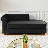 Ease Velvet Chaise Launger in Black Colour
