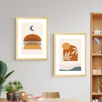 Boho Moon and Sun Minimalist Set of 2 Framed Posters 45x60 cm
