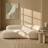 Luxelounge Wood 2-Seater + Ottoman With Upholstery Non Storage Sofa In White Colour