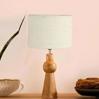 Devansh White Jute Table Lamp With  Wood Natural Base (7X18.25 Inches)-10