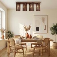 Hexa Brown Solid Wood Ceiling Light